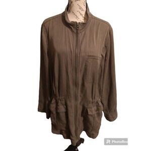 J. jill olive green cinched waist zip up jacket 3x Boho Military Classic